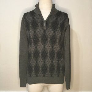 Geoffrey Beene Quarter Zip Argyle Sweater